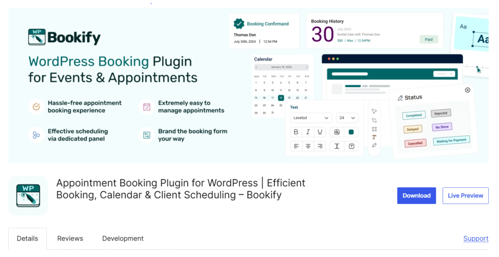 wpbookify - WordPress booking plugin