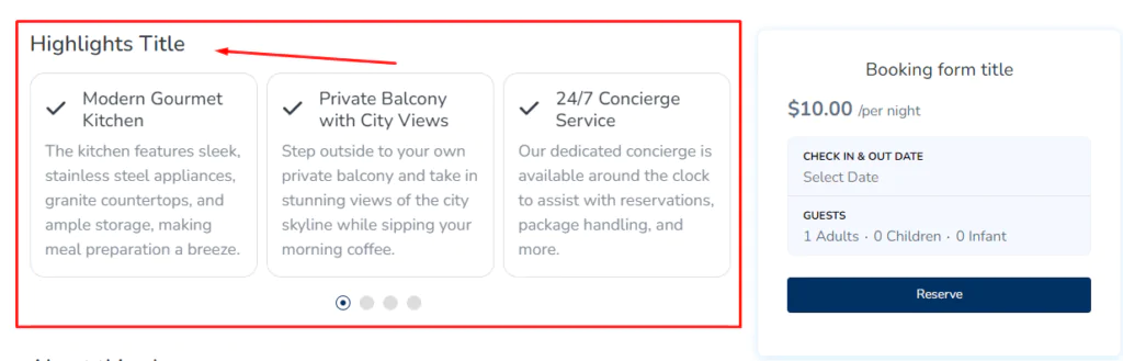 Information 1 Highlights frontend apartment view for tourfic 1024x329 1