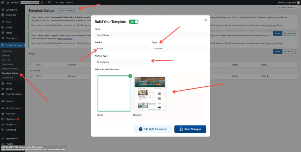 Single Room Booking 7 Screenshot of Template Builder ‹ HOTELIC — WordPress 1 1024x517 1