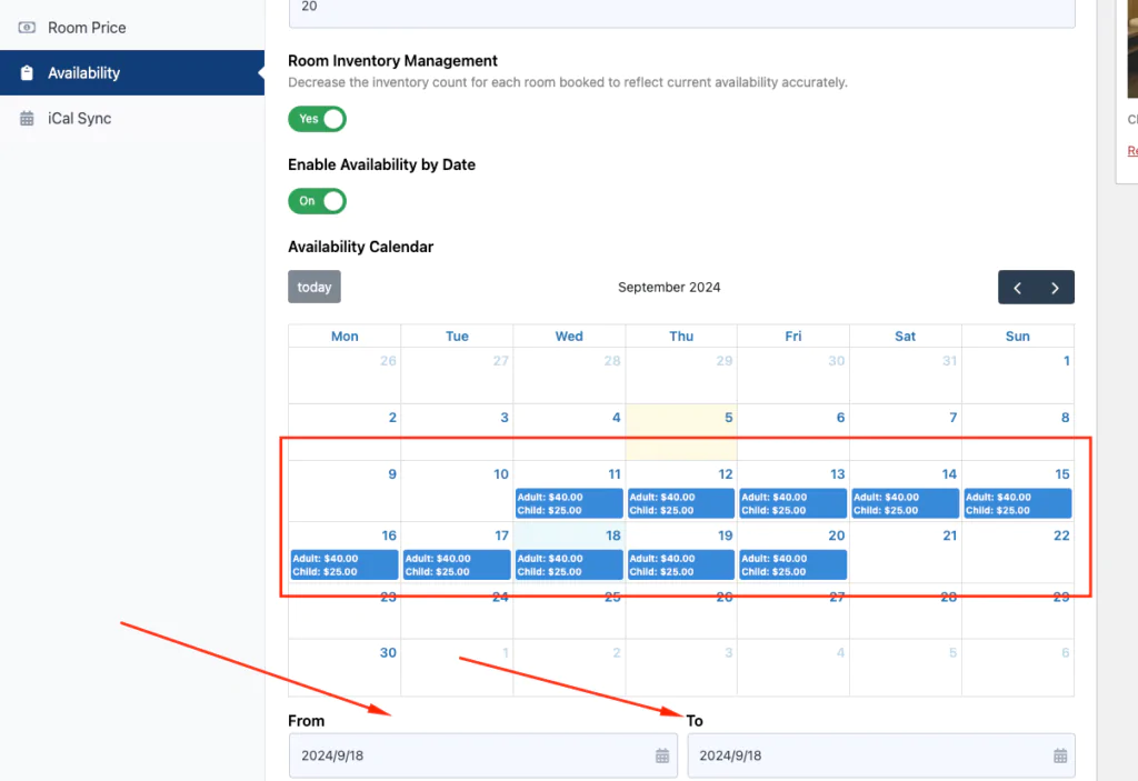 Room Management 16 Tourfic hotel room availability inventory calendar 1024x703 1