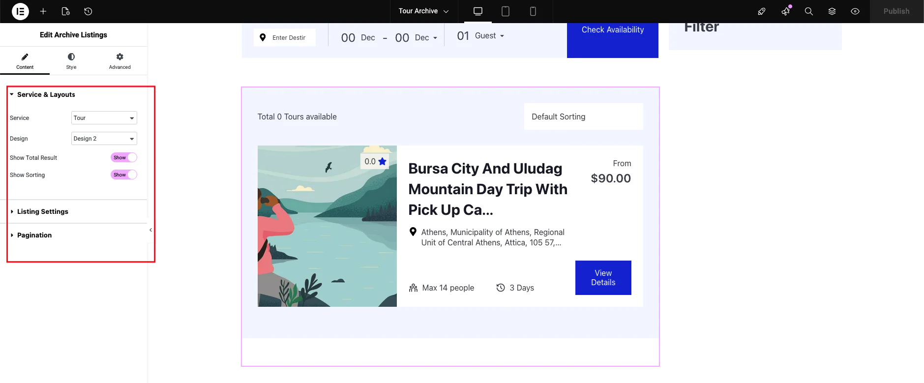 archive widget