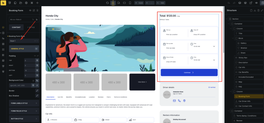 Tourfic Bricks Page Builder 8 form