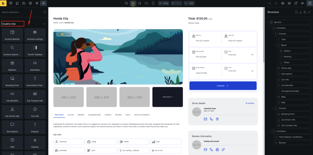 Tourfic Bricks Page Builder 6 single mage